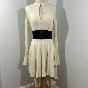 Tripp NYC Hi Lo Dress M Ivory Lace Sleeves Gothic Rock Soft  Vampire Romantic